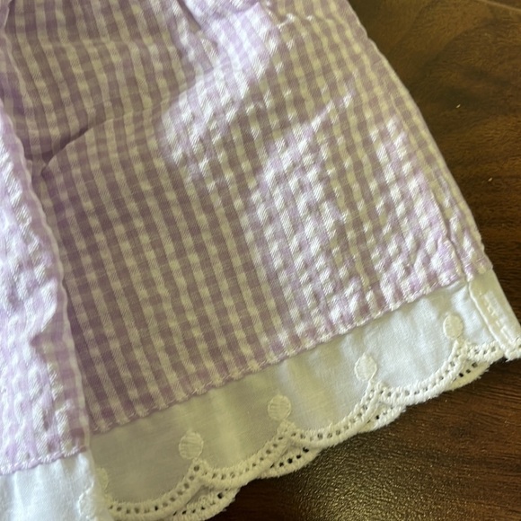 NEW Vintage Seersucker Toddler Purple White Floral Plaid Cottagecore Dress - Picture 2 of 6